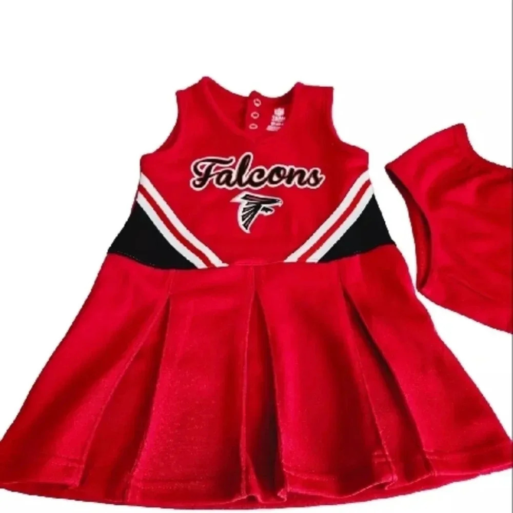 Atlanta Falcons Toddler Cheerleader Dress Set NFL Girls 4T Red Outfit Bloomers